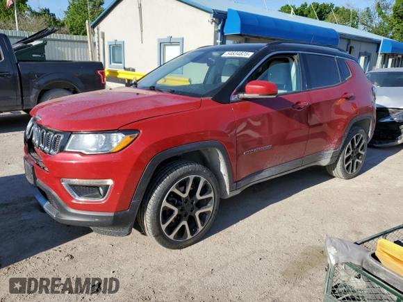 2018 Jeep Compass Limited with VIN 3C4NJDCB0JT144305, listed as a Copart auction lot 54834825 with 202,781 mi miles and Salvage title. Bid and sale history available at DreamBid. Image 1.