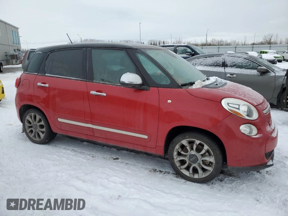 2014 FIAT 500L Lounge with VIN ZFBCFACHXEZ024704, listed as a Copart auction lot 43133285 with 111,279 mi miles and Salvage Title. Bid and sale history available at DreamBid. Image 4.