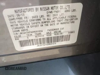 2014 Infiniti Q50 Hybrid Premium with VIN JN1AV7AP4EM691014, listed as a IAAI auction lot 41984130 with 114,230 mi miles and . Bid and sale history available at DreamBid. Image 9.