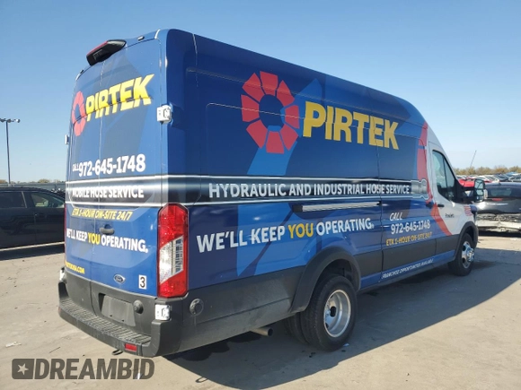 2024 Ford Transit Cargo with VIN 1FTRU8XG0RKA03544, listed as a Copart auction lot 80973924 with 3,415 mi miles and Salvage Title. Bid and sale history available at DreamBid. Image 3.