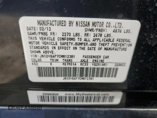2012 Infiniti G25 Journey with VIN JN1DV6AP7CM812381, listed as a Copart auction lot 43759925 with 103,766 mi miles and Salvage Title. Bid and sale history available at DreamBid. Image 12.