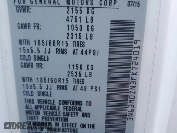 2015 Chevrolet City Express Cargo LT with VIN 3N63M0ZN3FK724019, listed as a Copart auction lot 80922084 with Not Provided miles and Salvage Title. Bid and sale history available at DreamBid. Image 12.