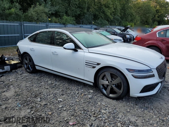 2022 Genesis G80 Sport with VIN KMTGB4SD1NU127325, listed as a Copart auction lot 70395384 with 28,844 mi miles and Salvage Title. Bid and sale history available at DreamBid. Image 4.