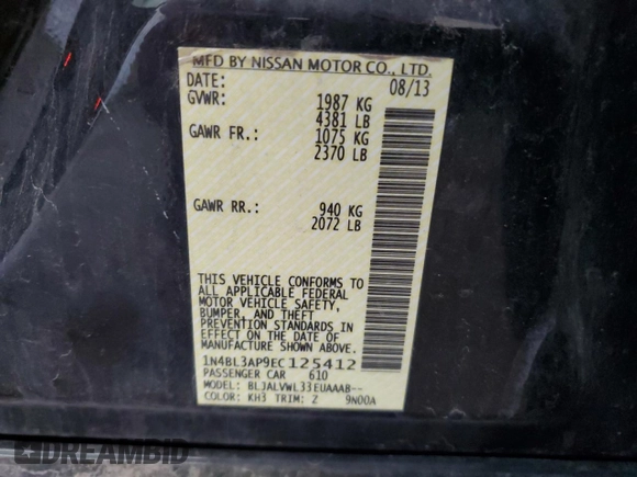 2014 Nissan Altima SL with VIN 1N4BL3AP9EC125412, listed as a Copart auction lot 61695285 with 141,328 mi miles and Salvage title. Bid and sale history available at DreamBid. Image 12.