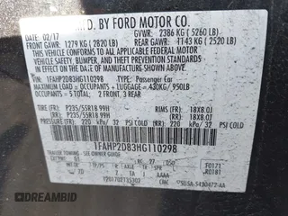 2017 Ford Taurus SE with VIN 1FAHP2D83HG110298, listed as a IAAI auction lot 41711940 with 110,022 mi miles and . Bid and sale history available at DreamBid. Image 9.