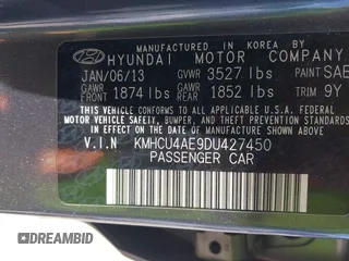 2013 Hyundai Accent GLS z VIN KMHCU4AE9DU427450, wystawiony jako IAAI lot #42415750 z przebiegiem 105 890 mil mil oraz . Historia ofert i sprzedaży dostępna na DreamBid. Obrazek 9.