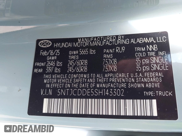 2025 Hyundai Santa Cruz SEL Activity z VIN 5NTJCDDE5SH143302, wystawiony jako IAAI lot #41924997 z przebiegiem 630 mil mil oraz . Historia ofert i sprzedaży dostępna na DreamBid. Obrazek 9.