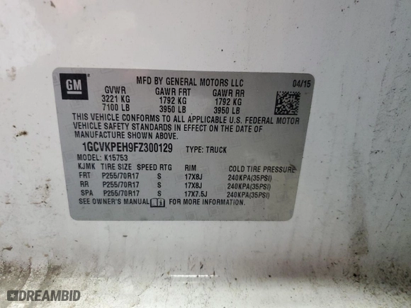 2015 Chevrolet Silverado 1500 Work Truck with VIN 1GCVKPEH9FZ300129, listed as a Copart auction lot 42513095 with 171,737 mi miles and Clean Title. Bid and sale history available at carsss.com. Image 12.