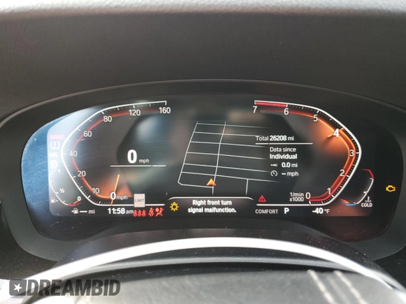 2020 BMW 5 Series 530i with VIN WBAJR3C02LWW69439, listed as a Copart auction lot 42242975 with 26,208 mi miles and Salvage Title. Bid and sale history available at DreamBid. Image 9.