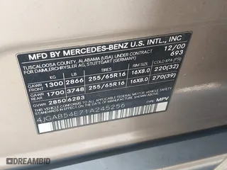2001 Mercedes-Benz M-Class with VIN 4JGAB54E71A245256, listed as a IAAI auction lot 41697960 with 191,911 mi miles. Bid and sale history available at carsss.com. Image 9.