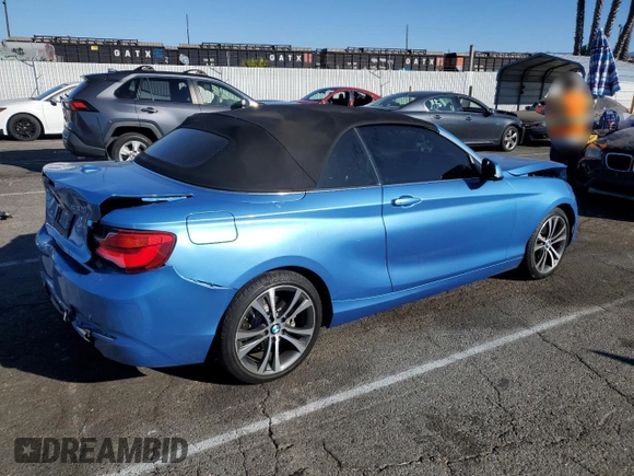 2018 BMW 2 Series 230i with VIN WBA2M7C5XJVA97368, listed as a Copart auction lot 88564715 with 30,298 mi miles and Salvage Title. Bid and sale history available at carsss.com. Image 3.
