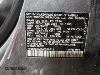 2021 Volkswagen Atlas SEL R-Line с VIN 1V2SR2CA0MC536612, выставлен на аукционе Copart как лот 44767555 с пробегом 48 869 миль миль и Списание • Salvage title. История ставок и продаж доступна на DreamBid. Изображение 12.