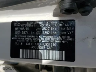 2015 Hyundai Accent GLS with VIN KMHCT4AE4FU934410, listed as a Copart auction lot 48546775 with 95,801 mi miles and Non Repairable. Bid and sale history available at carsss.com. Image 12.