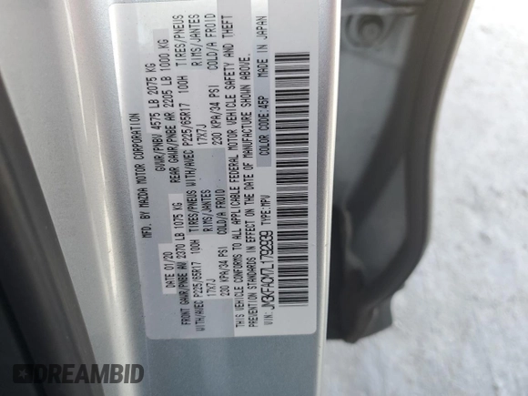 2020 Mazda CX-5 Touring with VIN JM3KFACM7L1792939, listed as a Copart auction lot 43608105 with 48,934 mi miles and Salvage Title. Bid and sale history available at carsss.com. Image 16.