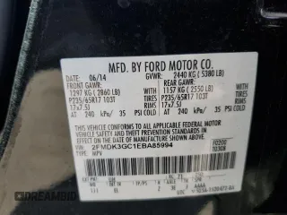 2014 Ford Edge SE with VIN 2FMDK3GC1EBA85994, listed as a Copart auction lot 61485185 with 97,744 mi miles and Salvage title. Bid and sale history available at DreamBid. Image 14.