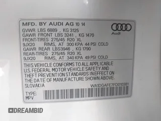 2015 Audi Q7 3.0T S line Prestige with VIN WA1DGAFE7FD010381, listed as a IAAI auction lot 40497702 with 167,046 mi miles. Bid and sale history available at carsss.com. Image 9.