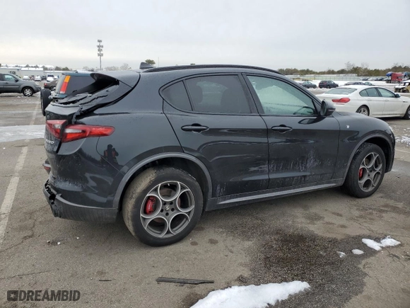 2023 Alfa Romeo Stelvio Ti with VIN ZASPAKBN7P7D54428, listed as a Copart auction lot 43994135 with 0 mi miles and Salvage Title. Bid and sale history available at carsss.com. Image 3.