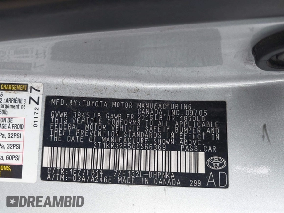 2006 Toyota Matrix STD with VIN 2T1KR32E56C566369, listed as a IAAI auction lot 42162772 with 299,999 mi miles and . Bid and sale history available at carsss.com. Image 9.