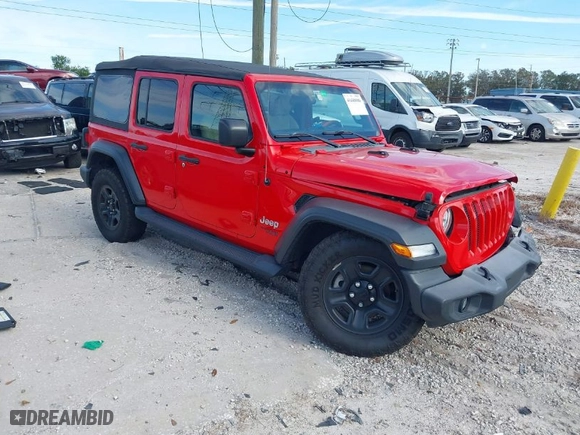 2018 Jeep Wrangler Unlimited Sport S with VIN 1C4HJXDG6JW139791, listed as a IAAI auction lot 41440086 with 94,096 mi miles. Bid and sale history available at carsss.com. Image 1.