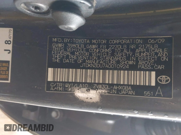2010 Toyota Prius II z VIN JTDKN3DU7A0010924, wystawiony jako IAAI lot #41708307 z przebiegiem 212 942 mil mil oraz . Historia ofert i sprzedaży dostępna na DreamBid. Obrazek 9.