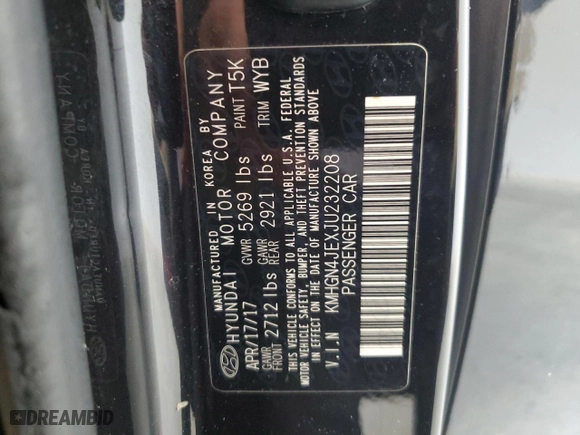 2018 Genesis G80 3.8L with VIN KMHGN4JEXJU232208, listed as a Copart auction lot 68684034 with 86,183 mi miles and Salvage Title. Bid and sale history available at carsss.com. Image 12.