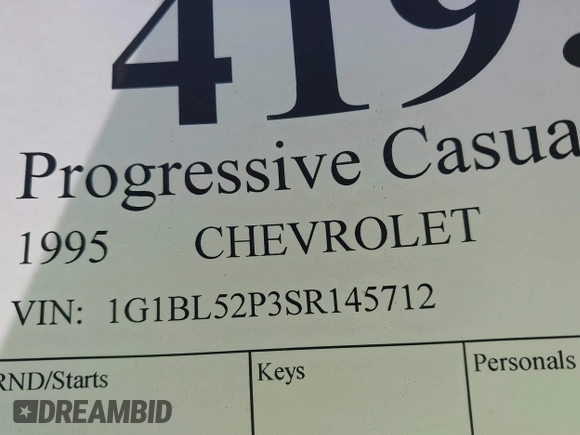 1995 Chevrolet Caprice with VIN 1G1BL52P3SR145712, listed as a IAAI auction lot 41954561 with Not Provided miles and . Bid and sale history available at DreamBid. Image 13.