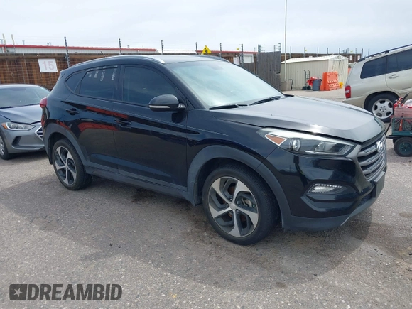 2016 Hyundai Tucson Limited with VIN KM8J33A27GU181240, listed as a IAAI auction lot 42183028 with 104,557 mi miles. Bid and sale history available at carsss.com. Image 1.