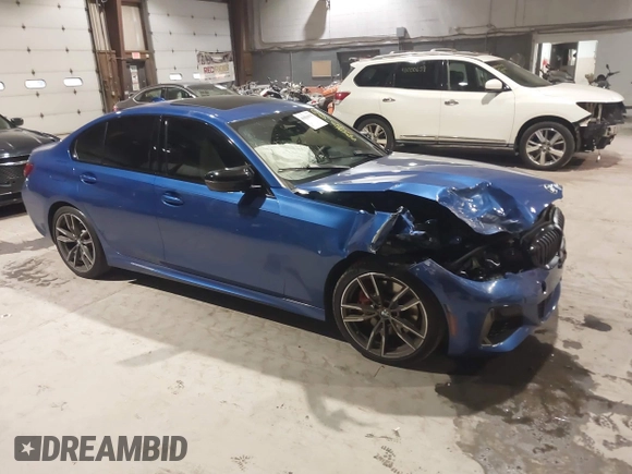 2021 BMW 3 Series M340i with VIN 3MW5U7J03M8B49500, listed as a IAAI auction lot 41018975 with 77,471 mi miles. Bid and sale history available at carsss.com. Image 1.