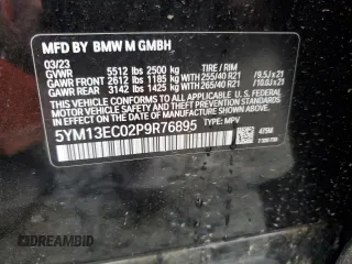 2023 BMW X3 M with VIN 5YM13EC02P9R76895, listed as a Copart auction lot 84182294 with 17,257 mi miles and Salvage Title. Bid and sale history available at carsss.com. Image 13.