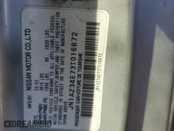 2003 Nissan 350Z Touring z VIN JN1AZ34E73T016672, wystawiony jako Copart lot #52968375 z przebiegiem 125 844 mil mil oraz Szkoda całkowita • Salvage title. Historia ofert i sprzedaży dostępna na DreamBid. Obrazek 12.