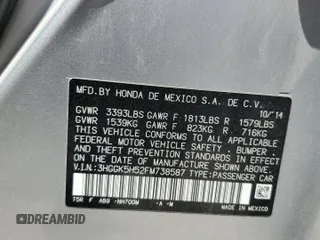 2015 Honda Fit LX z VIN 3HGGK5H52FM738587, wystawiony jako Copart lot #61231705 z przebiegiem 134 623 mil mil oraz Szkoda całkowita • Salvage title. Historia ofert i sprzedaży dostępna na DreamBid. Obrazek 12.