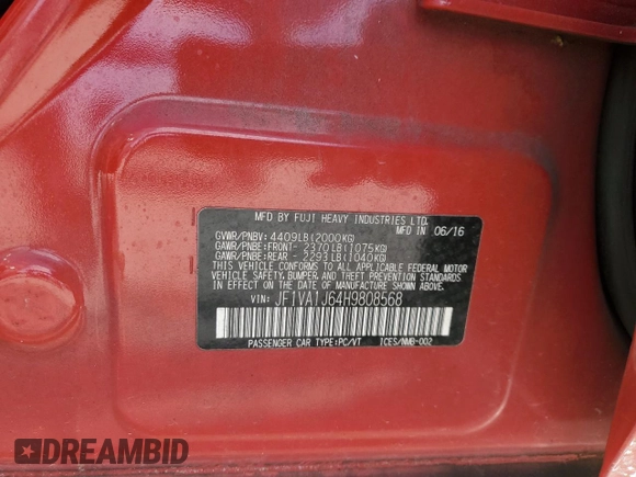 2017 Subaru WRX Limited with VIN JF1VA1J64H9808568, listed as a Copart auction lot 45793255 with 52,283 mi miles and Salvage Title. Bid and sale history available at carsss.com. Image 13.