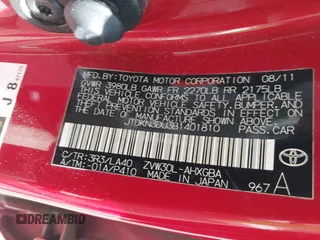2011 Toyota Prius I with VIN JTDKN3DU3B1401810, listed as a IAAI auction lot 42041872 with 185,382 mi miles. Bid and sale history available at carsss.com. Image 9.