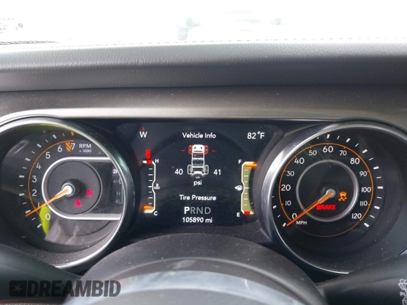 2019 Jeep Wrangler Unlimited Sahara with VIN 1C4HJXEG4KW573157, listed as a IAAI auction lot 42118373 with 105,890 mi miles and . Bid and sale history available at DreamBid. Image 7.