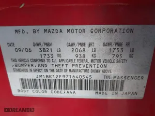 2007 Mazda Mazda3 i Sport with VIN JM1BK12F971640545, listed as a IAAI auction lot 38899901 with 175,060 mi miles. Bid and sale history available at carsss.com. Image 9.
