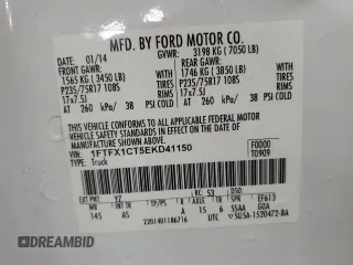 2014 Ford F-150 XL with VIN 1FTFX1CT5EKD41150, listed as a Copart auction lot 49028745 with 257,204 mi miles and Clean Title. Bid and sale history available at carsss.com. Image 12.