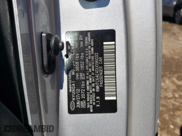 2013 Hyundai Veloster Turbo with VIN KMHTC6AE4DU096033, listed as a Copart auction lot 60004004 with 94,928 mi miles and Salvage title. Bid and sale history available at DreamBid. Image 12.