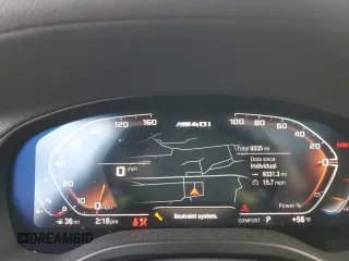 2024 BMW X4 M40i with VIN 5UX43DT00R9T40316, listed as a Copart auction lot 46582885 with 9,335 mi miles and Salvage Title. Bid and sale history available at carsss.com. Image 9.