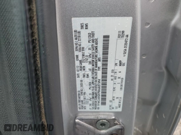 2013 Ford Escape SE with VIN 1FMCU0GX7DUA57262, listed as a Copart auction lot 59088705 with 157,201 mi miles and Salvage title. Bid and sale history available at DreamBid. Image 13.