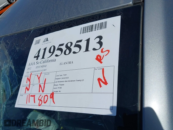2012 Hyundai Elantra GLS с VIN KMHDH4AE0CU421897, выставлен на аукционе IAAI как лот 41958513 с пробегом 117 809 миль миль и . История ставок и продаж доступна на DreamBid. Изображение 12.