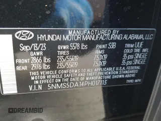 2023 Hyundai Santa Fe Hybrid Limited with VIN 5NMS5DA14PH017113, listed as a Copart auction lot 75675694 with 5,993 mi miles and Salvage Title. Bid and sale history available at carsss.com. Image 13.
