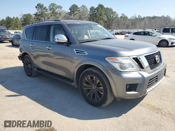 2017 Nissan Armada Platinum with VIN JN8AY2NE2H9707853, listed as a Copart auction lot 46654655 with 69,106 mi miles and Clean Title. Bid and sale history available at carsss.com. Image 4.
