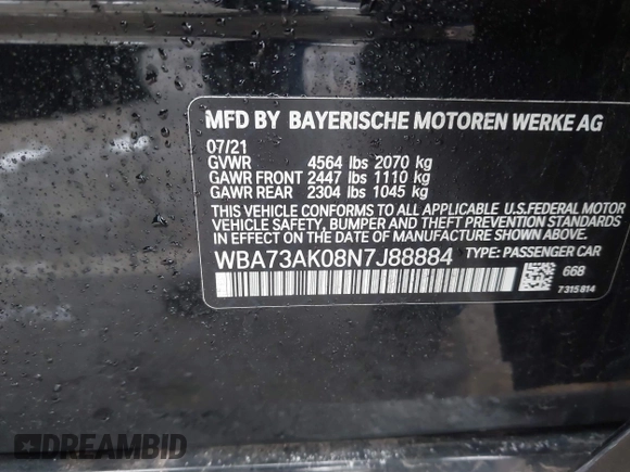 2022 BMW 2 Series 228i xDrive with VIN WBA73AK08N7J88884, listed as a IAAI auction lot 41537616 with 30,610 mi miles. Bid and sale history available at carsss.com. Image 9.