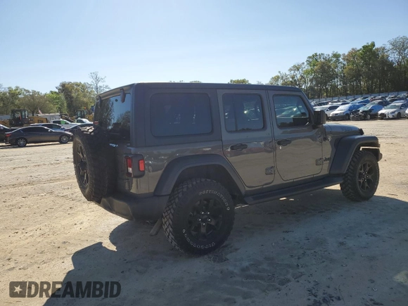 2020 Jeep Wrangler Unlimited Willys with VIN 1C4HJXDN5LW170449, listed as a Copart auction lot 49172955 with 44,073 mi miles and Non repairable. Bid and sale history available at DreamBid. Image 3.