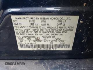 2005 Nissan Maxima SL z VIN 1N4BA41EX5C867134, wystawiony jako IAAI lot #41900930 z przebiegiem 135 331 mil mil oraz . Historia ofert i sprzedaży dostępna na DreamBid. Obrazek 9.