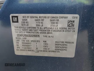 2016 Chevrolet Equinox LT with VIN 2GNFLFEK3G6295876, listed as a IAAI auction lot 42164574 with 128,418 mi miles and . Bid and sale history available at DreamBid. Image 9.