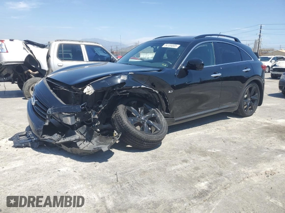 2015 Infiniti QX70 with VIN JN8CS1MU9FM380312, listed as a Copart auction lot 54104005 with 100,678 mi miles and Salvage Title. Bid and sale history available at DreamBid. Image 1.