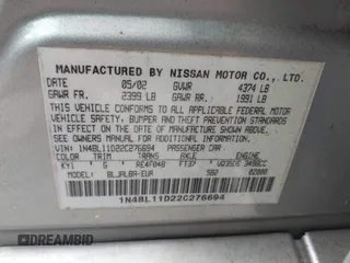 2002 Nissan Altima SE with VIN 1N4BL11D22C276694, listed as a IAAI auction lot 41949577 with 170,000 mi miles. Bid and sale history available at carsss.com. Image 9.