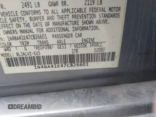 2007 Nissan Maxima SL with VIN 1N4BA41E47C826601, listed as a IAAI auction lot 42299389 with 182,294 mi miles and . Bid and sale history available at DreamBid. Image 9.