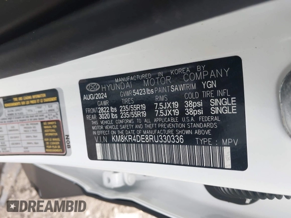 2024 Hyundai Ioniq 5 Limited с VIN KM8KR4DE8RU330336, выставлен на аукционе IAAI как лот 42105345 с пробегом 1 942 миль миль и . История ставок и продаж доступна на DreamBid. Изображение 9.